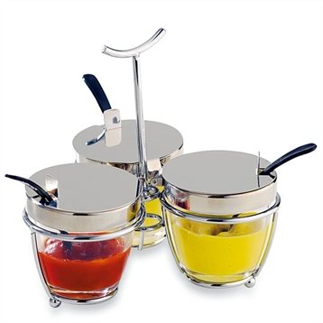Accessoires de table : 3 pots à condiments