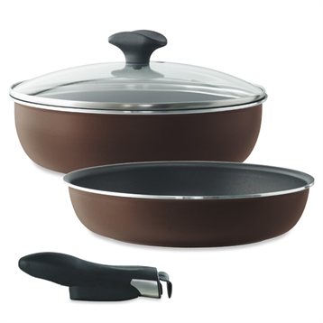 Poêles, poêlons et sauteuses : Lot poêle et sauteuse 24 cm avec un manche Space