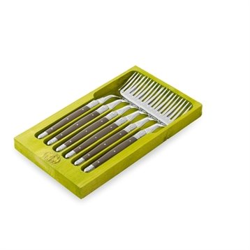 Couverts : Coffret 6 fourchettes Laguiole Natura taupe