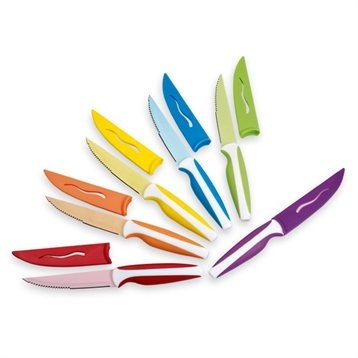 Couteaux de cuisine : 6 couteaux couleurs et étuis