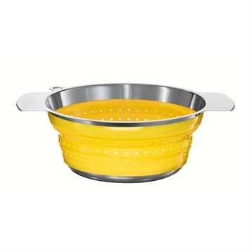 Passoires, chinois et tamis : Passoire acier/silicone pliable 24 cm jaune