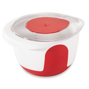 Ustensiles de préparation : Bol à mixer avec couvercle 3 L blanc/rouge