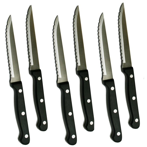 Set 6 Couteaux Vesper WMF - Lame 11cm Acier Inox - Noir - Pour Pique-nique