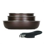 Lot 3 casseroles et 1 manche Space