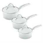 3 Casseroles et couvercles White Ceramic Induction Bialetti