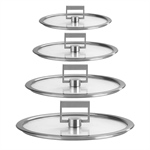 4 Couvercles verre poignée carrée Strate 14 à 20 cm Cristel