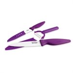 Coffret 2 couteaux et éplucheur céramique aubergine
