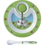 Assiette chauffante et cuillère Farm Family