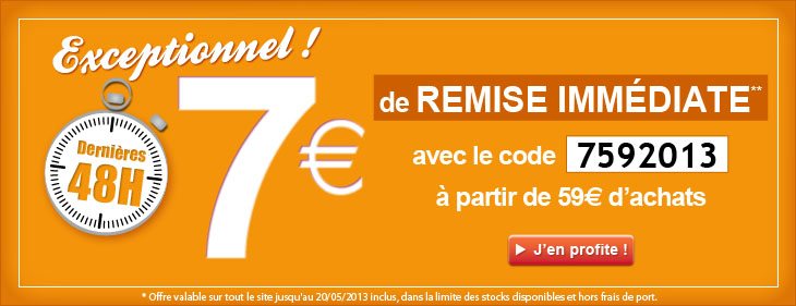 7€ de remise immédiate avec le code 7592013