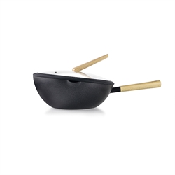 Wok aluminium antiadhésif avec couvercle 30 cm Ibili