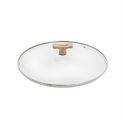 Couvercle verre 32 cm bouton bois de hêtre De Buyer
