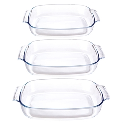 Set de 3 plats à four rectangulaires en verre borosilicate Mathon
