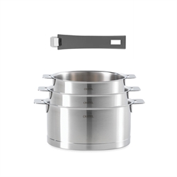 Batterie de cuisine casseroles Mutine manche amovible 16, 18 et 20 cm et 1 manche Cristel