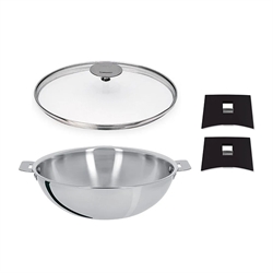 Set wok, couvercle et 2 anses Casteline 28 cm Cristel