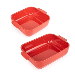 Set 2 petits plats à four rouge céramique 21 et 25cm Peugeot