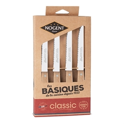Coffret 4 couteaux à steak Kraft Classic bois de hêtre naturel Nogent