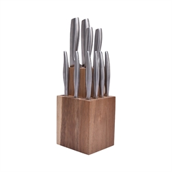 Bloc en acacia de 10 couteaux de cuisine Fusal Jean Dubost