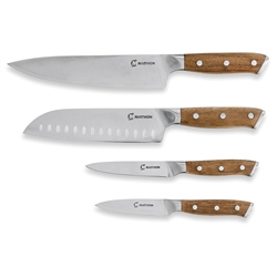 Set de 4 couteaux bois d'acacia et lame inox Mathon