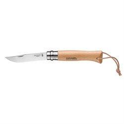 Couteau pliant N°8 lame inox 8,5 cm avec lanière Baroudeur Opinel