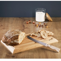 Planche à pain en hêtre avec grille amovible et couteau 38,5 cm Mathon