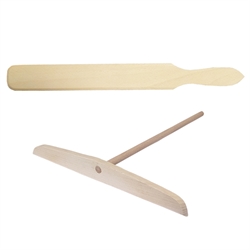Kit crêpes spatule et râteau en bois blanc Mathon