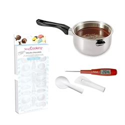 Kit chocolats de Pâques : casserole bain marie + thermosonde + moule pour friture