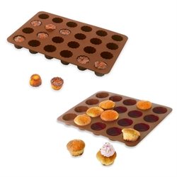 Lot de 2 Flexi'Plaques en silicone - 20 mini-muffins et 24 mini-canelés Mathon
