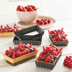 Set de 4 moules à tartelettes avec fonds amovibles Mathon