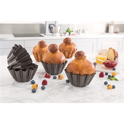Set 4 moules briochettes acier revêtu 13 cm Mathon