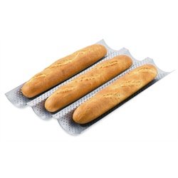 Plaque 3 baguettes perforée avec revêtement anti-adhésif Patisse