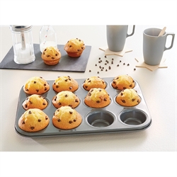 Plaque 12 muffins acier revêtement antiadhérent 35,5 cm Mathon