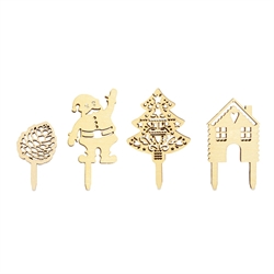 4 décorations Noël bois pour gâteaux Scrapcooking