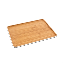 Plateau de service rectangulaire en bambou blanc 40 cm Pebbly