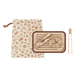 Planche avec sac à pain et pince à toasts Pebbly