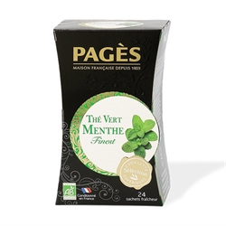 Thé vert à la menthe  bio 24 sachets Pagès Pagès