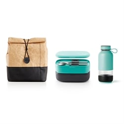 Kit lunch bag, bouteille et lunch box To Go bleu Lekue