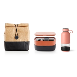 Kit lunch bag, bouteille et lunch box To Go corail Lekue