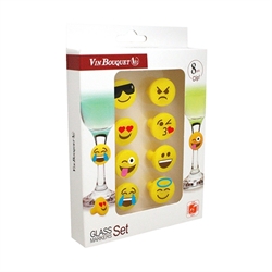 Set de 8 marque-verres Emoji en silicone