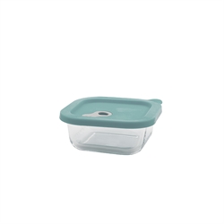 Boite carrée en verre avec couvercle en silicone vert 460 ml Point Virgule