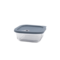 Boite carrée en verre avec couvercle en silicone bleu 720 ml Point Virgule