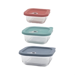 Set de 3 boites carrées en verre couvercle silicone 300 - 460 - 720 ml Point Virgule