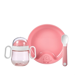 Coffret repas bébé 3 pièces rose Mepal