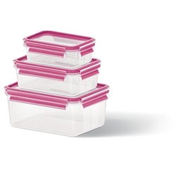 Set de 3 boîtes Clip & Close framboise 0,55L, 1L et 2,3L Emsa