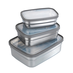 Set de 3 lunch box en inox et couvercles en plastique Maximex
