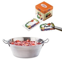 Lot Bassine à confiture 38 cm et 100 étiquettes autocollantes décor fruits