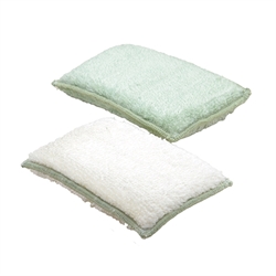 Set 2 éponges fibre de bambou lavables vert et blanc Point Virgule