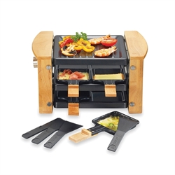 Raclette grill 4 poêlons 650 W bois Kitchen Chef Professional