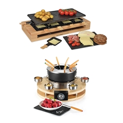 Set appareils à raclette et à fondue en bois Kitchen Chef Professional