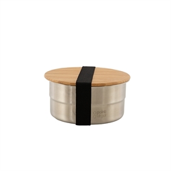Lunch box ronde en inox 850 ml et couvercle en bambou Point Virgule