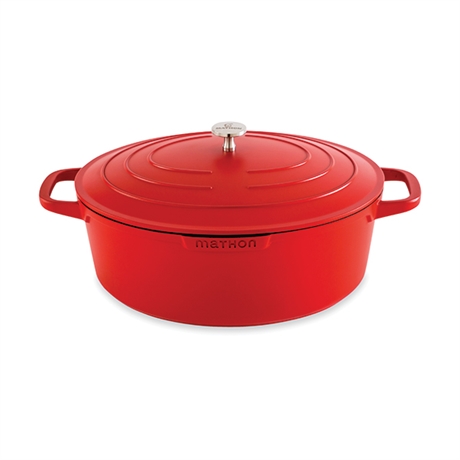 Cocotte légère ovale en fonte d’aluminium 32 cm 6,5 L rouge Mathon